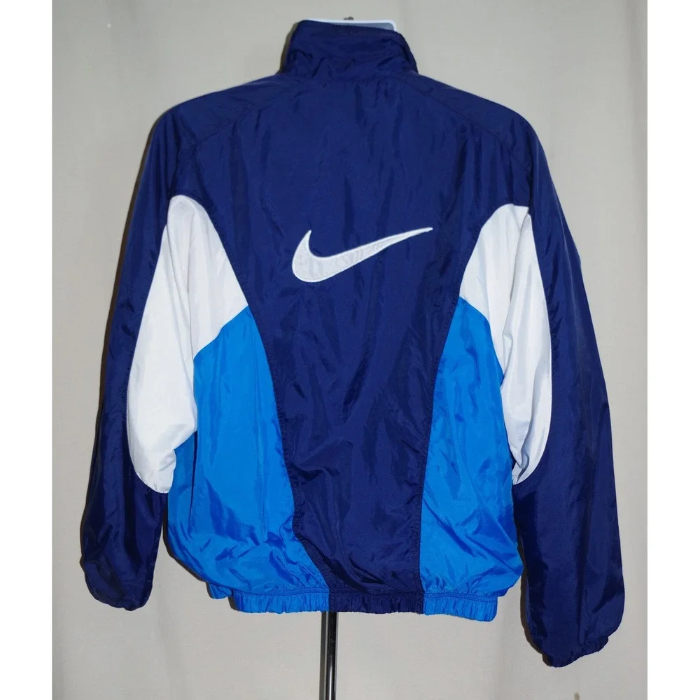 Vintage Nike Windbreaker Jacket Mens Large Blue White Colorblock Full Zip 90s